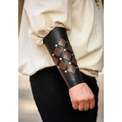 Mittelalter Lederarmschiene Orm schwarz-braun