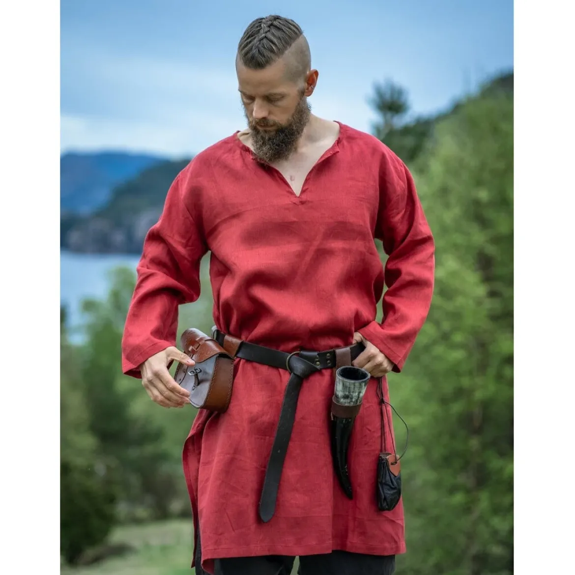 Mittelalter Leinentunika Halvar rot