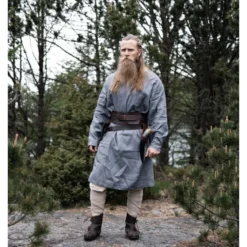 Mittelalter Leinentunika Halvar blau-grau