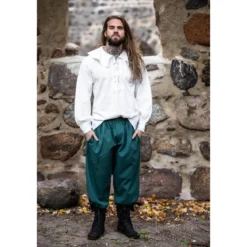 Mittelalter Rundkragenhemd Athos weiß