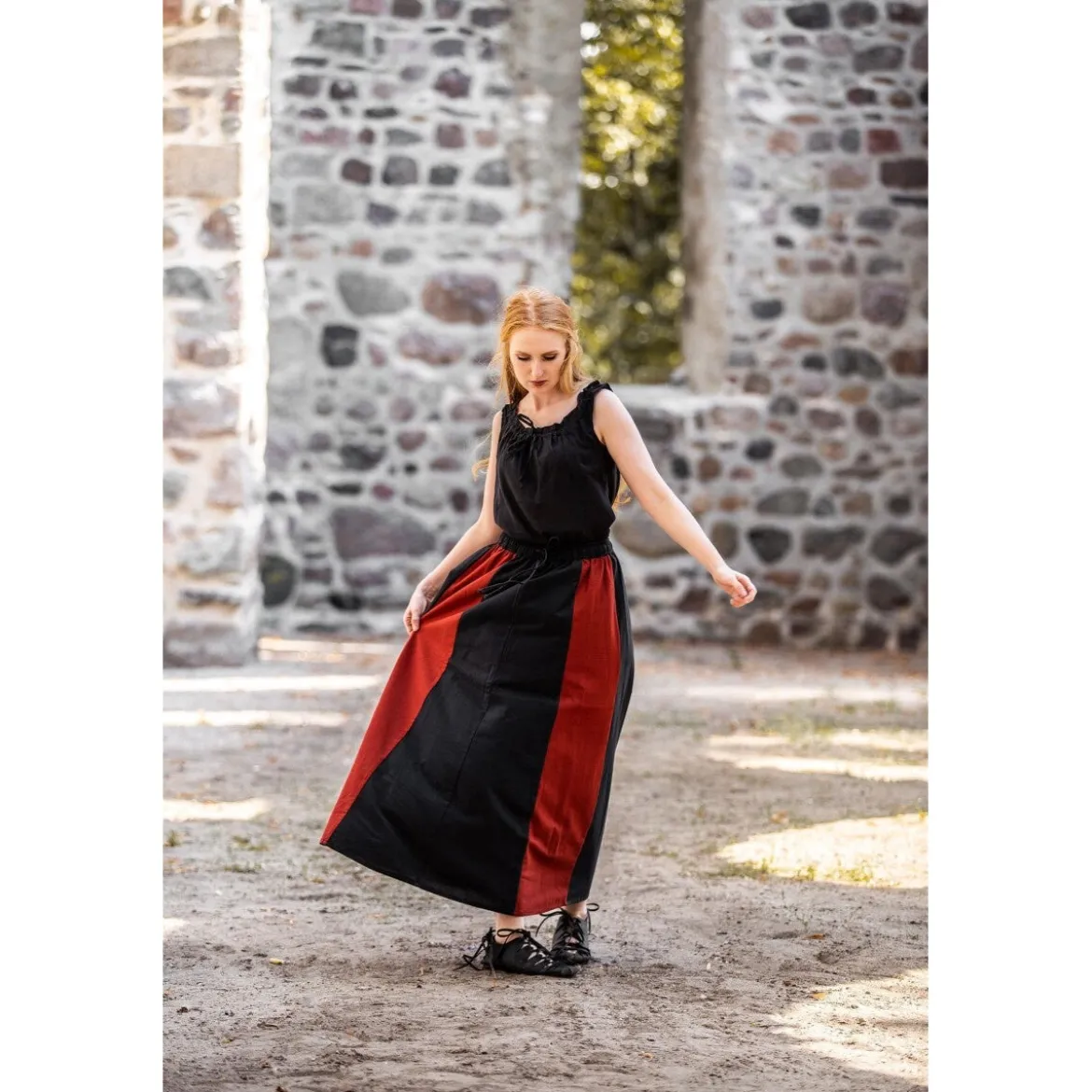 Mittelalter Sommerbluse Adele ärmellos schwarz