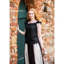 Mittelalter Sommerbluse Lotte mit Rüschen schwarz