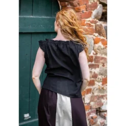 Mittelalter Sommerbluse Lotte mit Rüschen schwarz