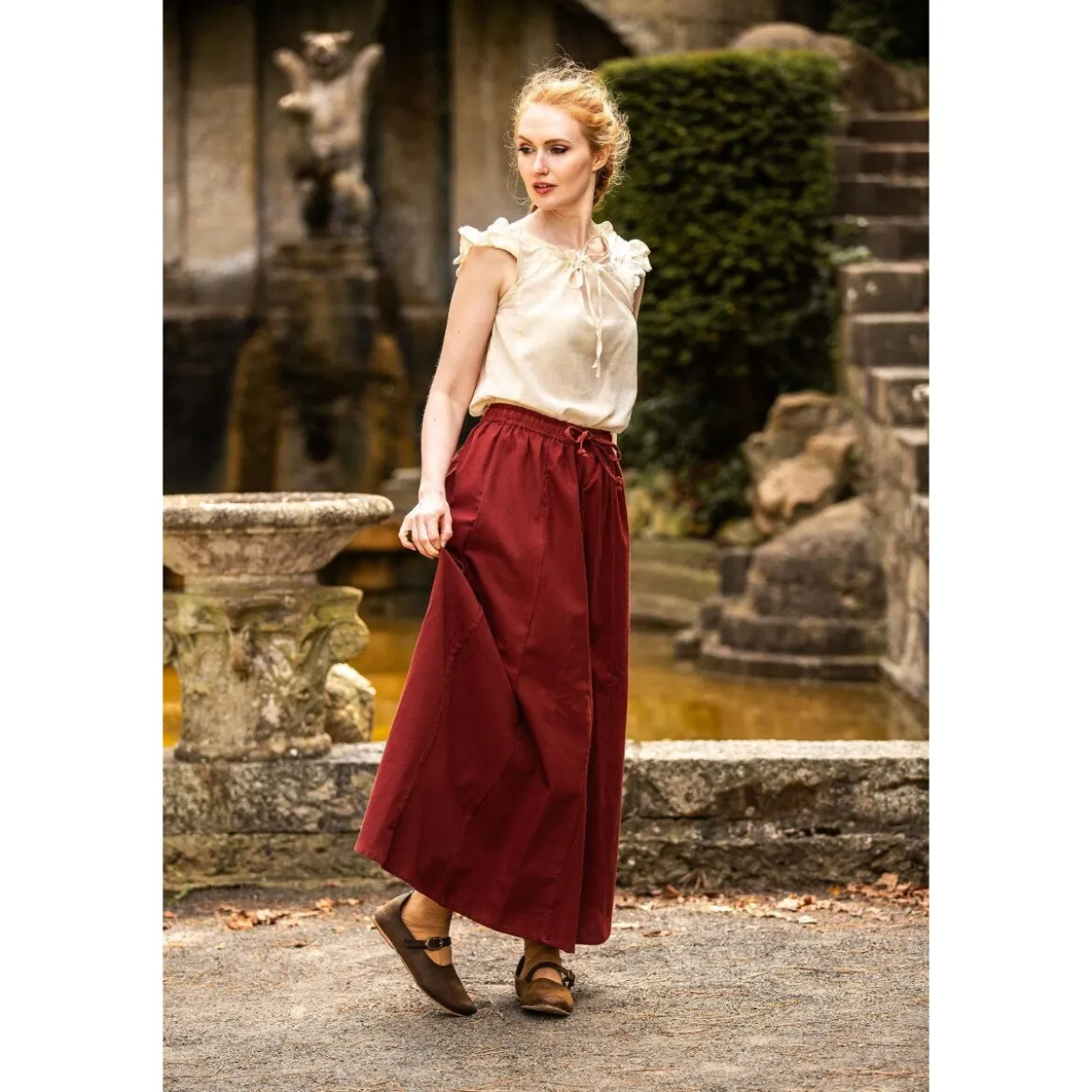 Mittelalter Sommerbluse Lotte mit Rüschen beige
