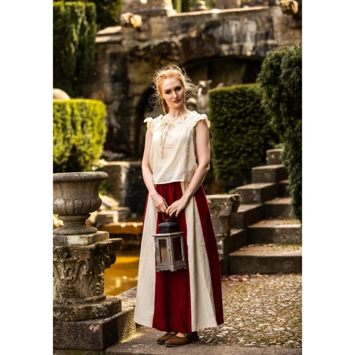 Mittelalter Sommerbluse Lotte mit Rüschen beige