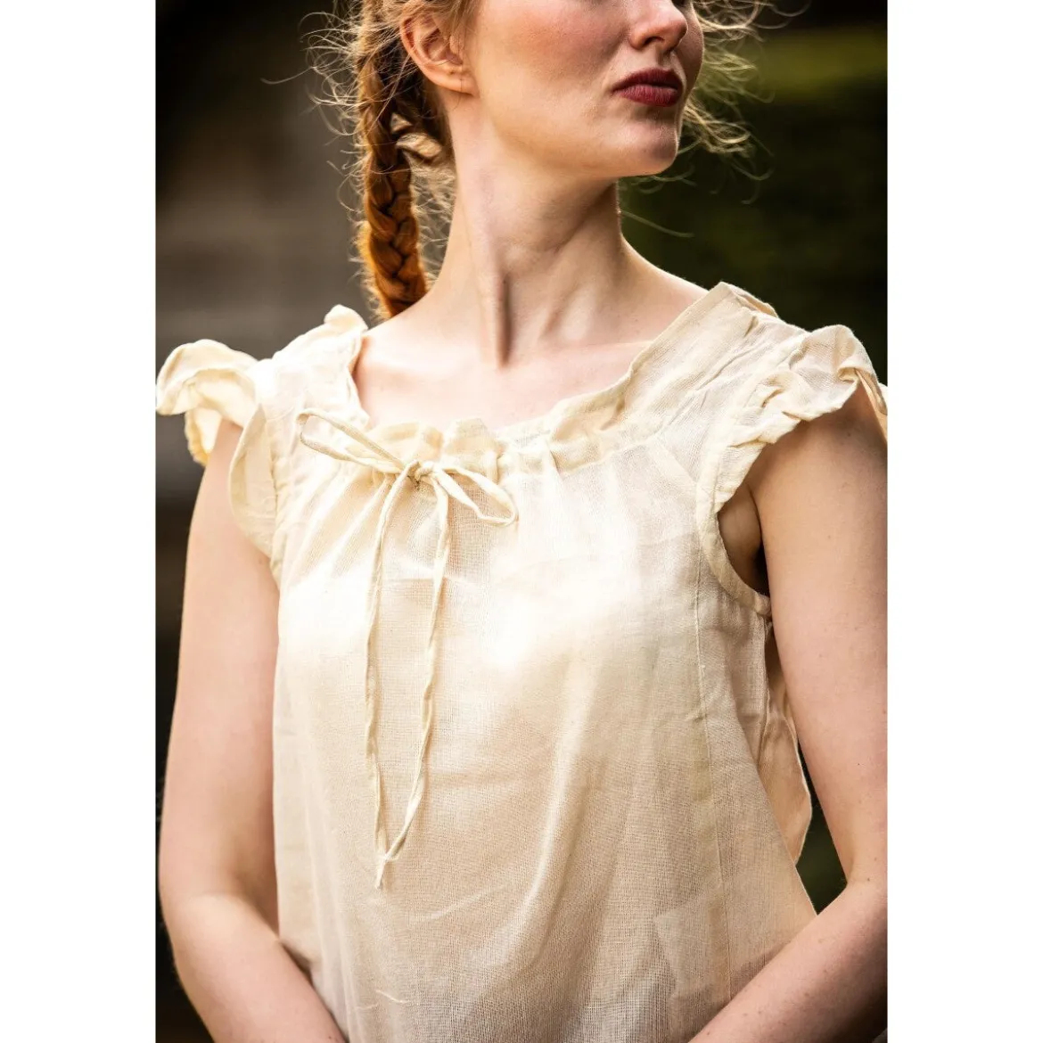 Mittelalter Sommerbluse Lotte mit Rüschen beige