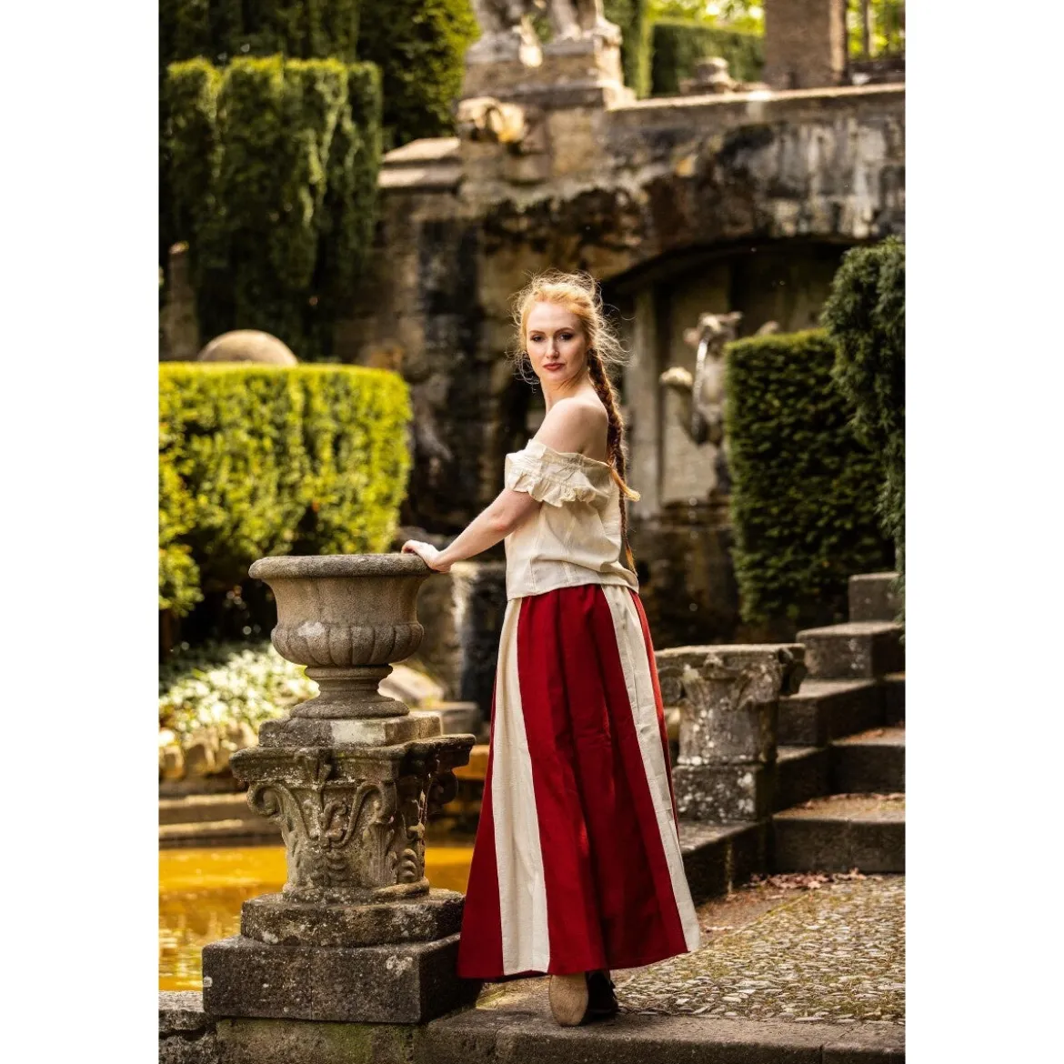 Mittelalter Sommerbluse Lotte mit Rüschen beige