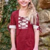 Mittelalter Sommer Kleid Kinder rot beige