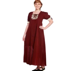 Mittelalter Sommer Kleid Lysa rot-beige