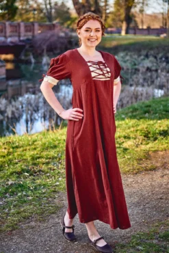 Mittelalter Sommer Kleid Lysa rot-beige