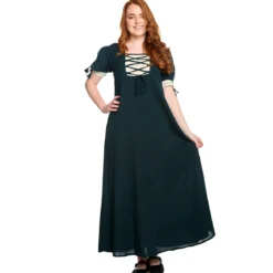 Mittelalter Sommer Kleid Lysa grün-beige