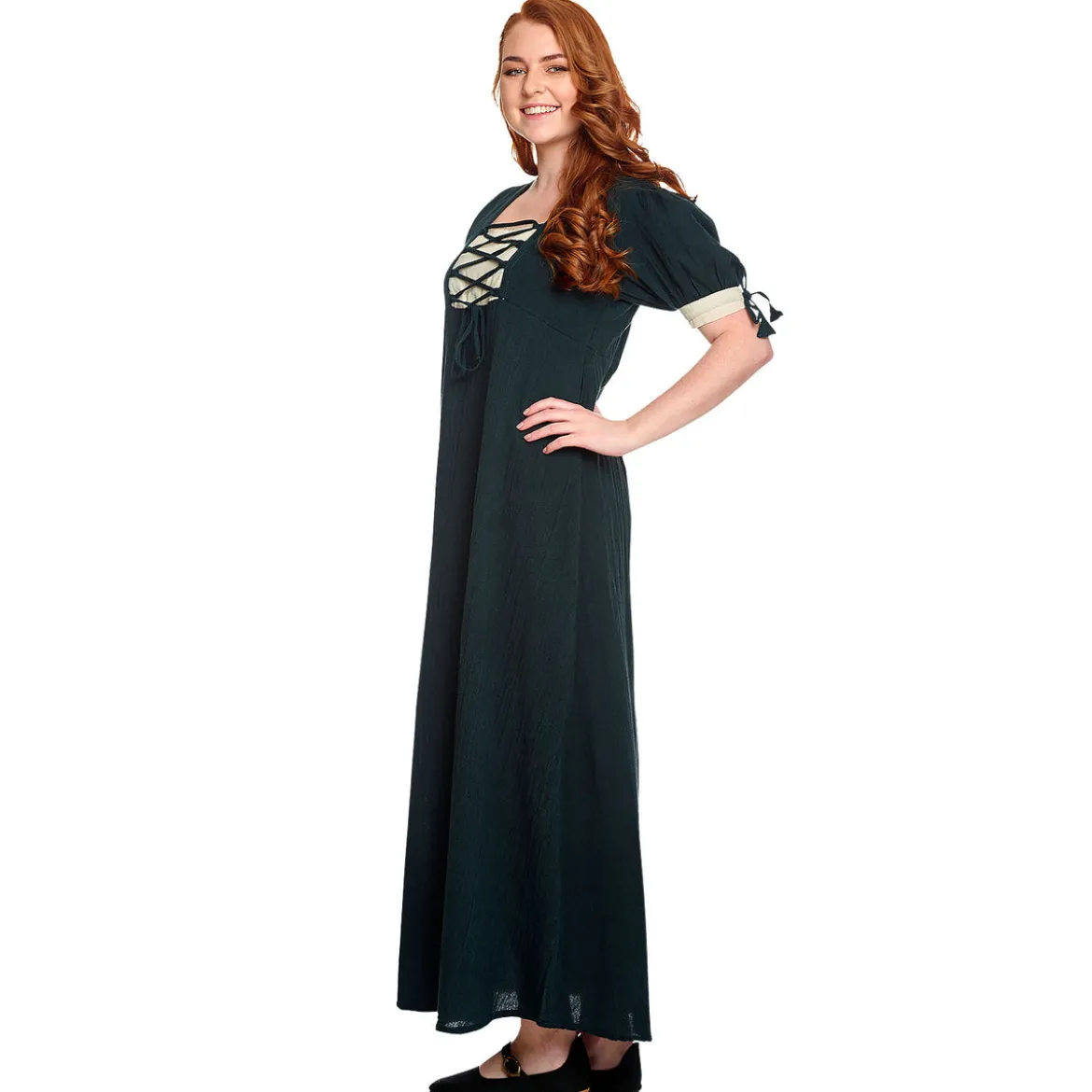 Mittelalter Sommer Kleid Lysa grün-beige