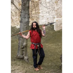 Mittelalter Stehkragen Schnürhemd Louis ärmellos rot