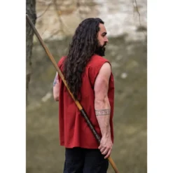 Mittelalter Stehkragen Schnürhemd Louis ärmellos rot