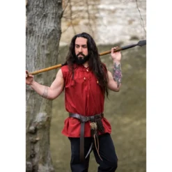 Mittelalter Stehkragen Schnürhemd Louis ärmellos rot