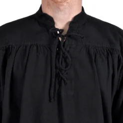 Mittelalter Stehkragen Schnürhemd Friedrich schwarz