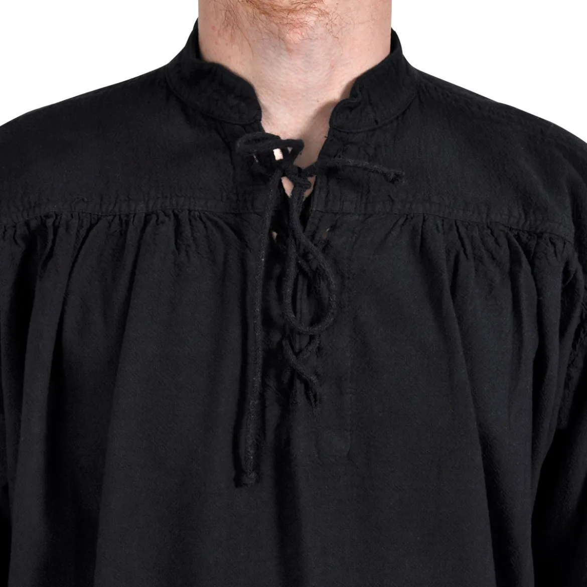 Mittelalter Stehkragen Schnürhemd Friedrich schwarz