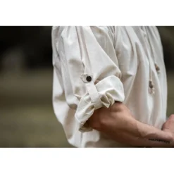 Mittelalter Stehkragen Schnürhemd Bruno beige