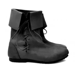 Mittelalter Stulpenstiefel aus Nubukleder schwarz