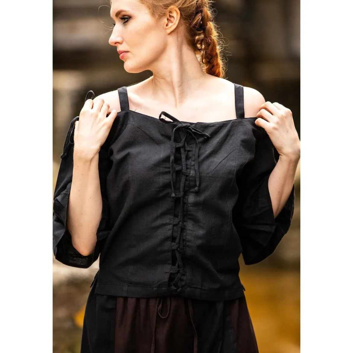 Mittelalter Trägerbluse Prina schwarz