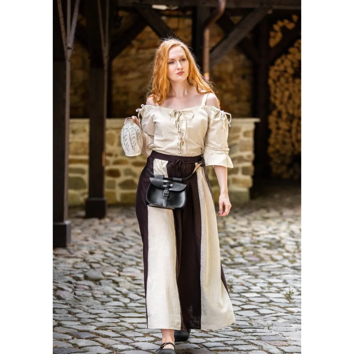 Mittelalter Trägerbluse Prina beige