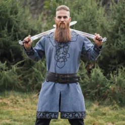 Mittelalter Tunika Erik blau-grau