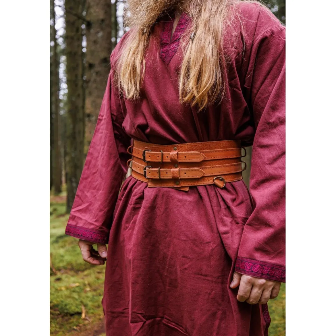 Mittelalter Tunika mit Bordüre Halvor rot