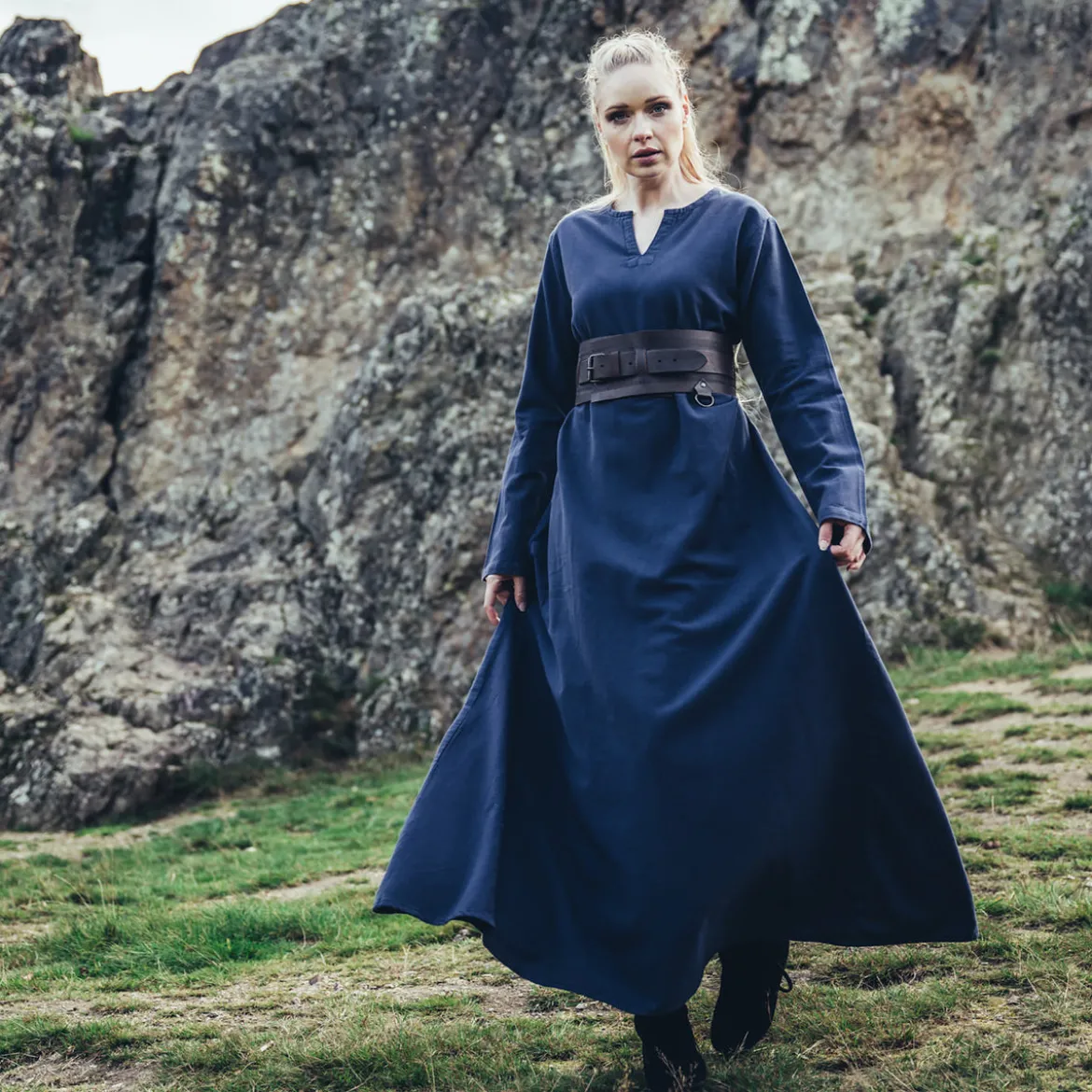 Mittelalter Unterkleid Valdis blau