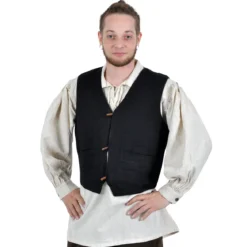 Mittelalter Weste Heinrich mit Taschen schwarz
