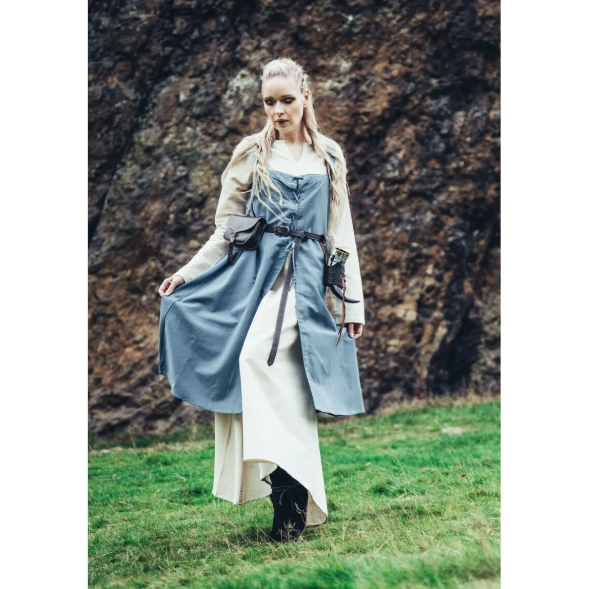 Mittelalter Wikinger Überkleid Inka taubenblau
