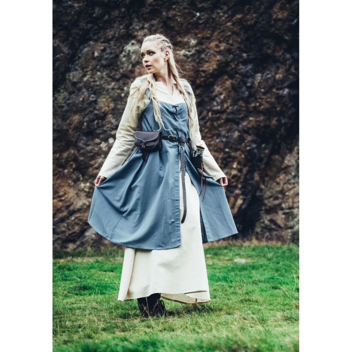 Mittelalter Wikinger Überkleid Inka taubenblau