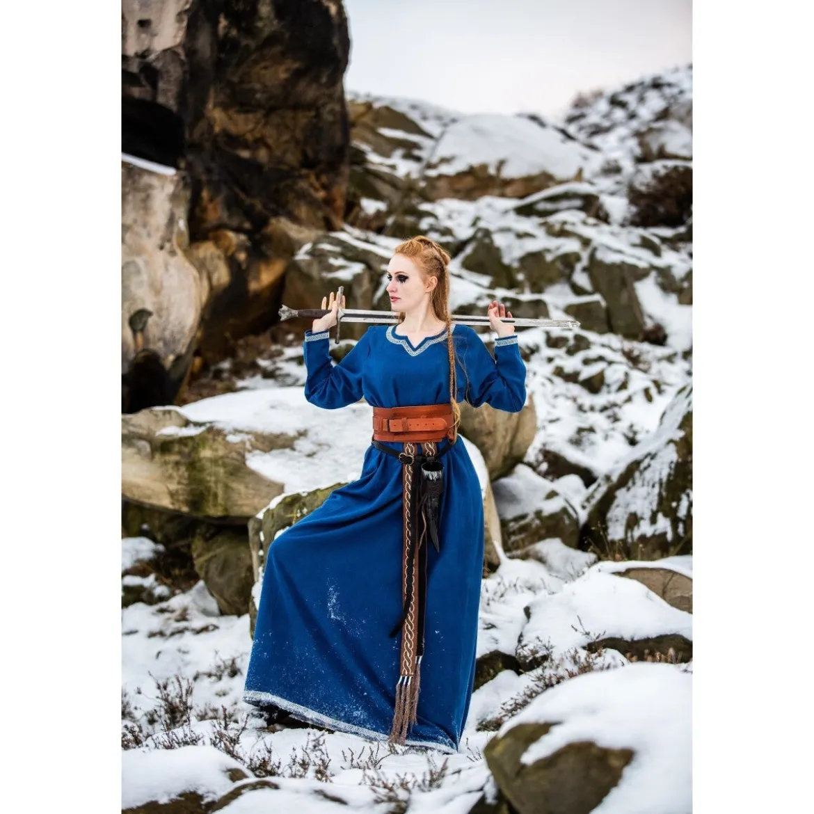 Mittelalter Wikinger Kleid Brigida blau