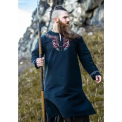 Mittelalter Wikinger Tunika Snorri schwarz-rot