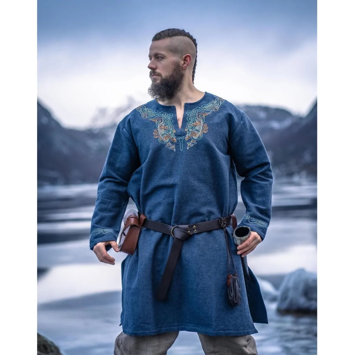 Mittelalter Wikinger Tunika Snorri graublau