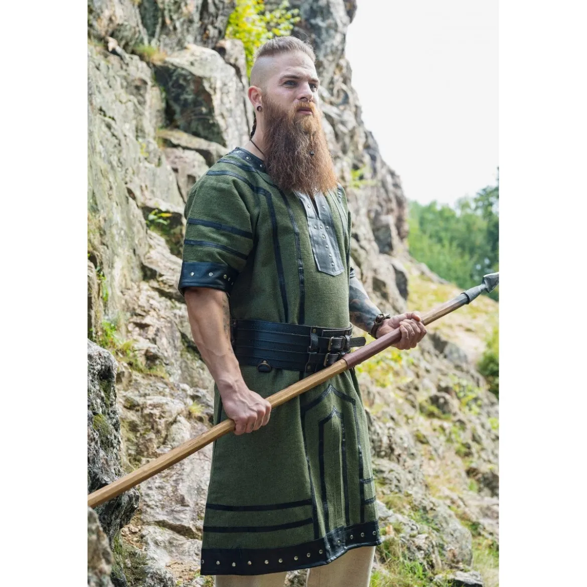 Mittelalter Wikinger Tunika Rollo Kurzarm grün