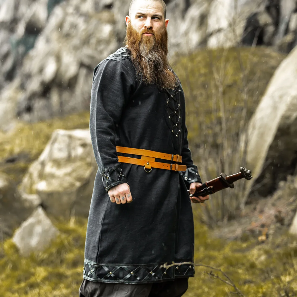 Mittelalter Wikinger Tunika schwarz