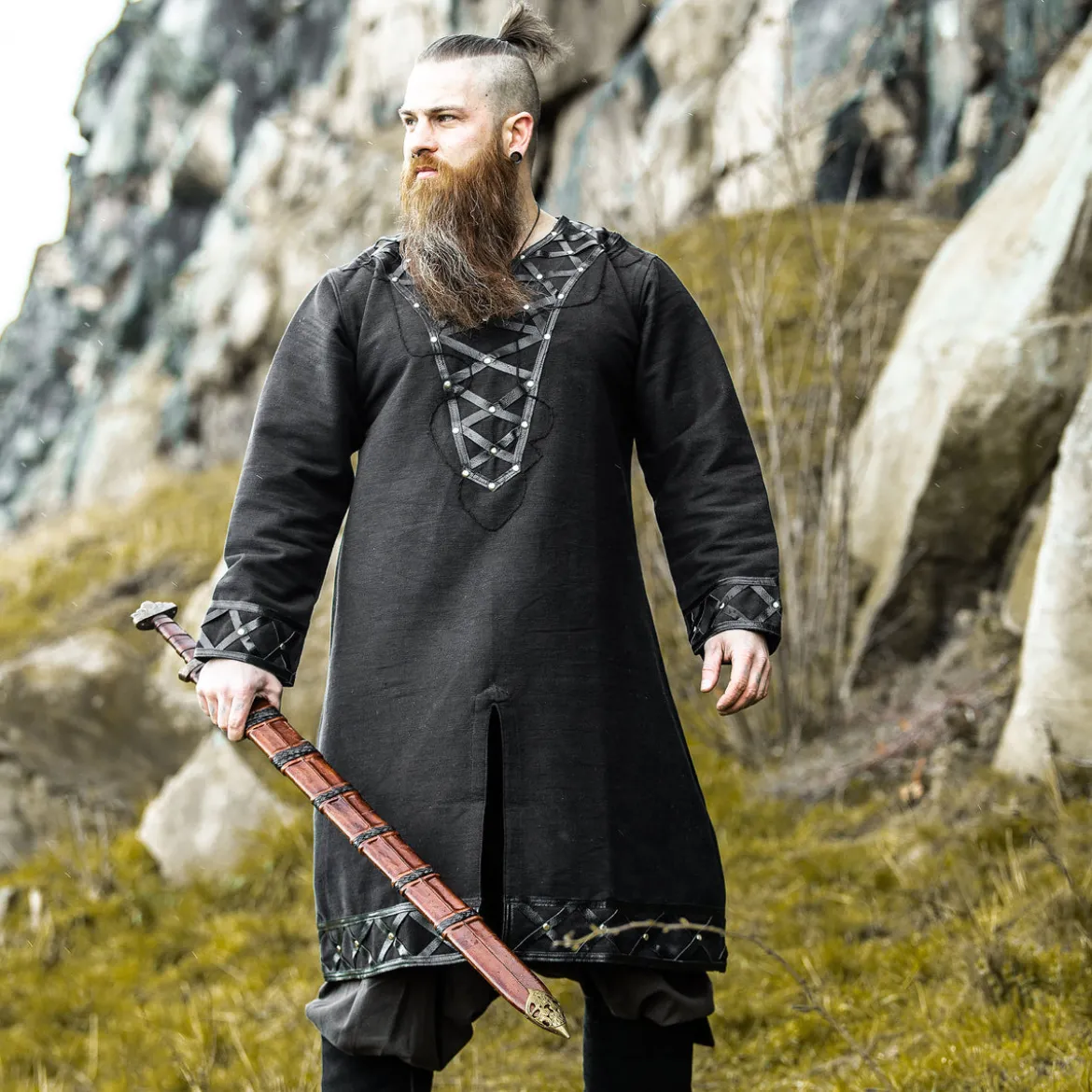Mittelalter Wikinger Tunika schwarz
