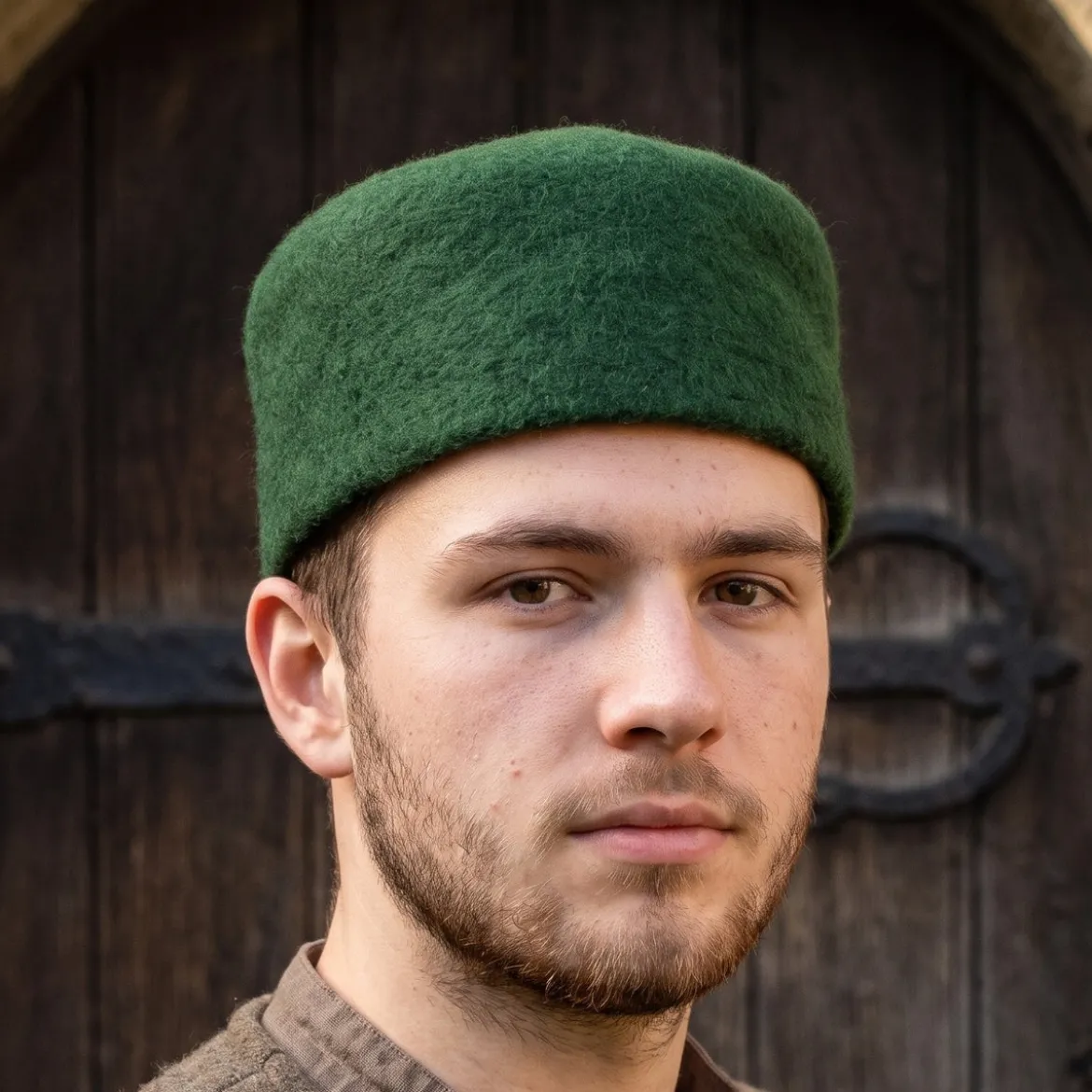 Mittelalter Wollfilzkappe Hans grün