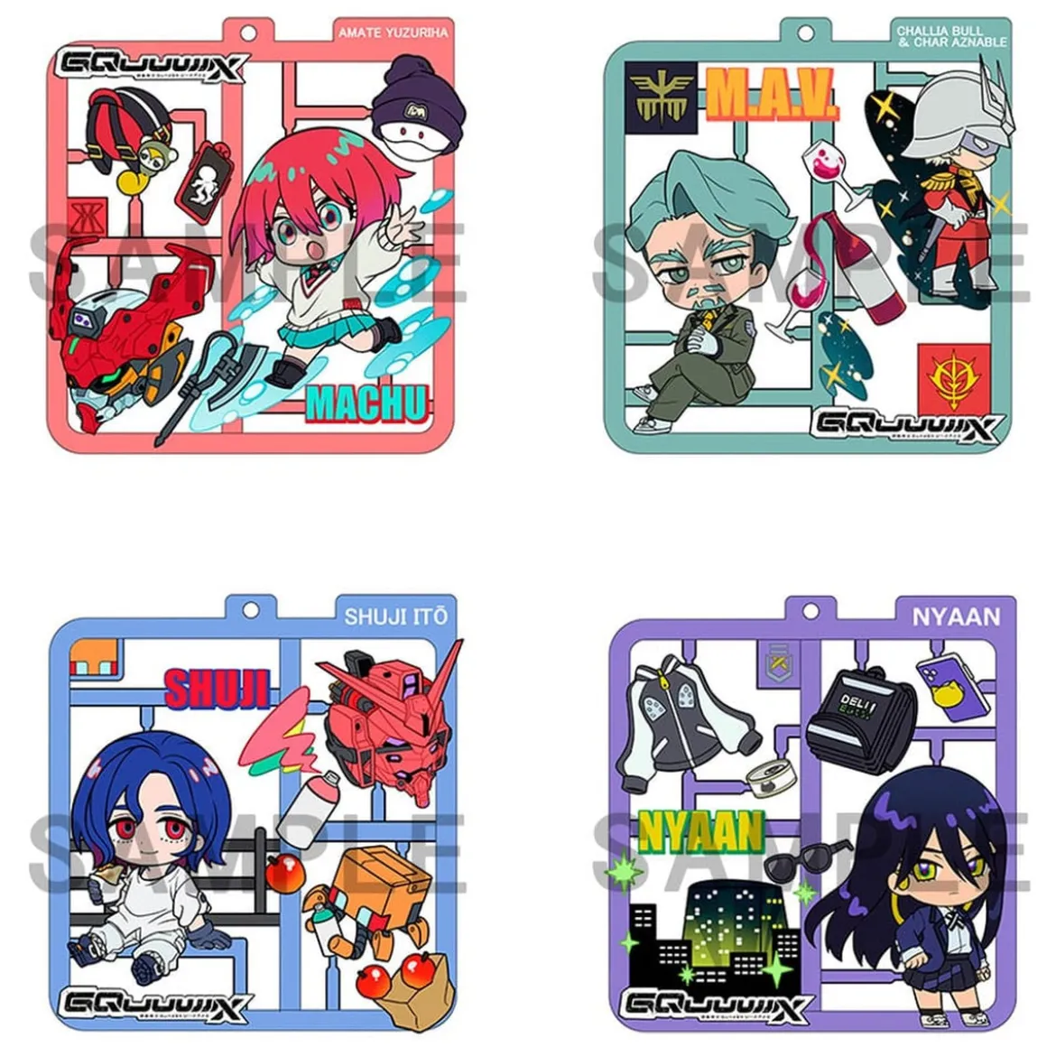 Mobile Suit Gundam GQuuuuuuX Plat Collection Anhänger Sortiment (4)