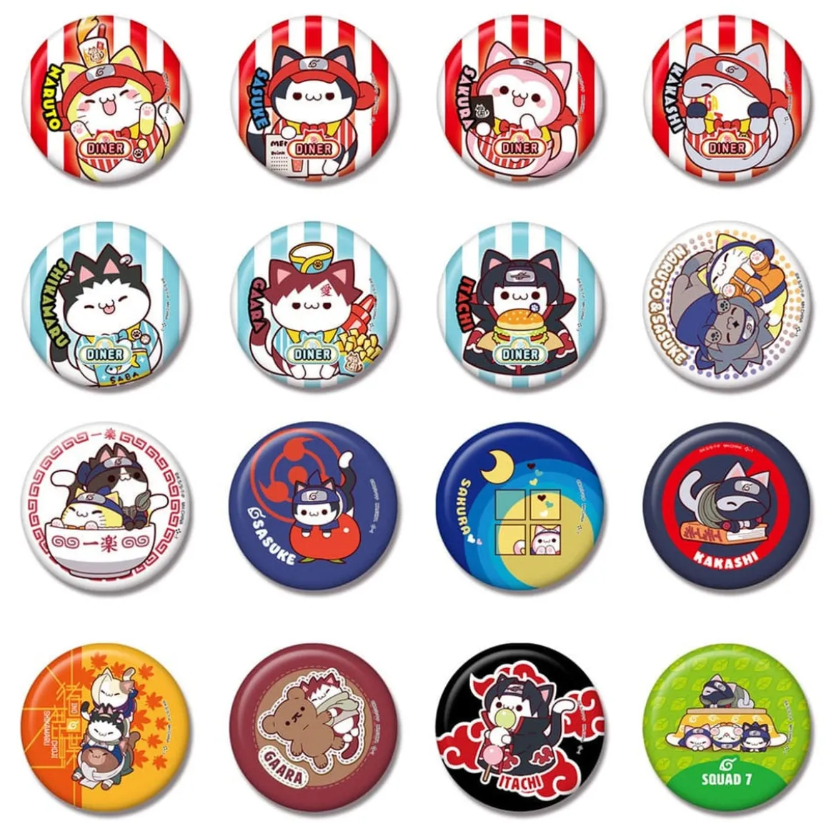 Naruto Mega Cat Project Nyaruto! Metall Ansteck-Buttons 5 cm Sortiment (16)