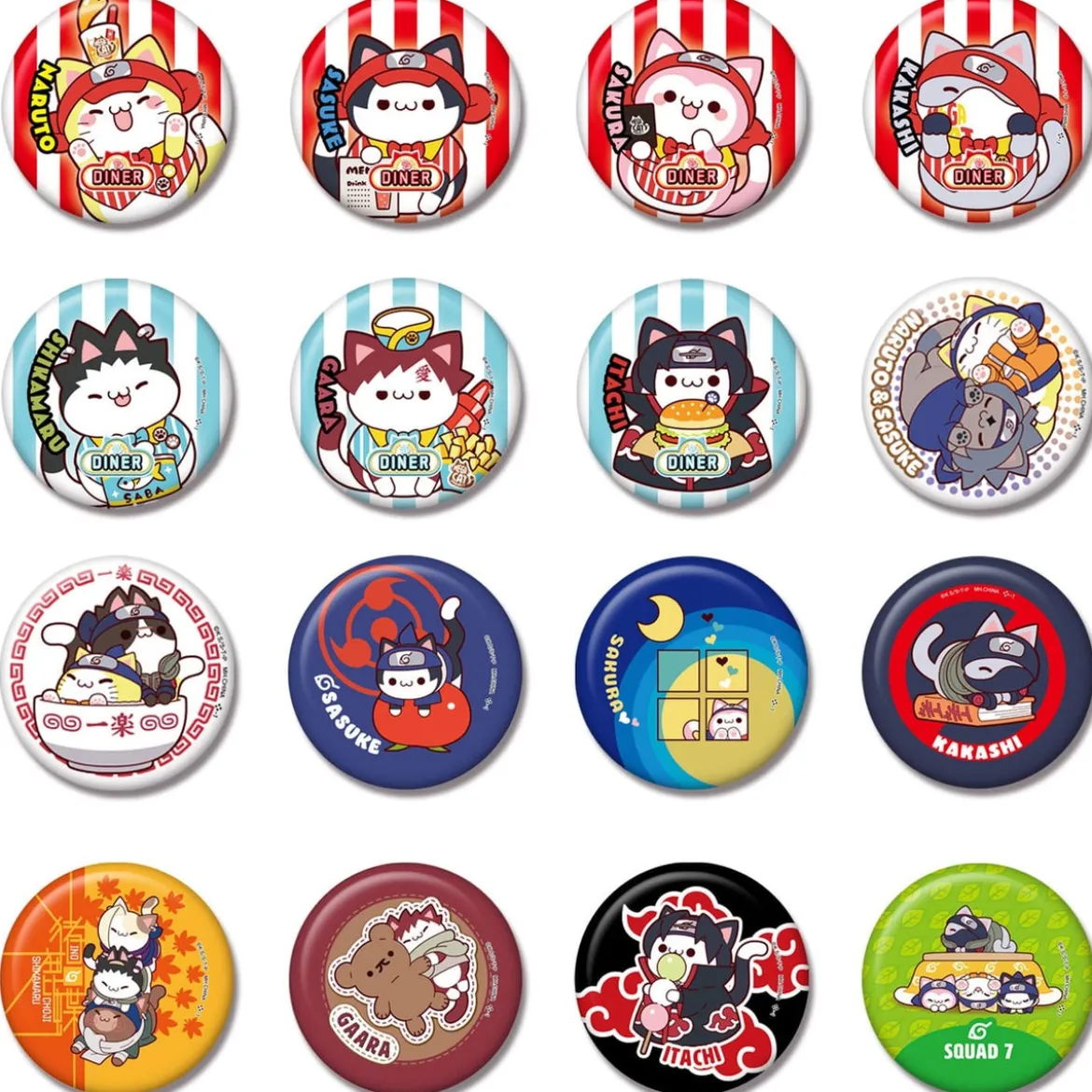 Naruto Mega Cat Project Nyaruto! Metall Ansteck-Buttons 5 cm Sortiment (16)