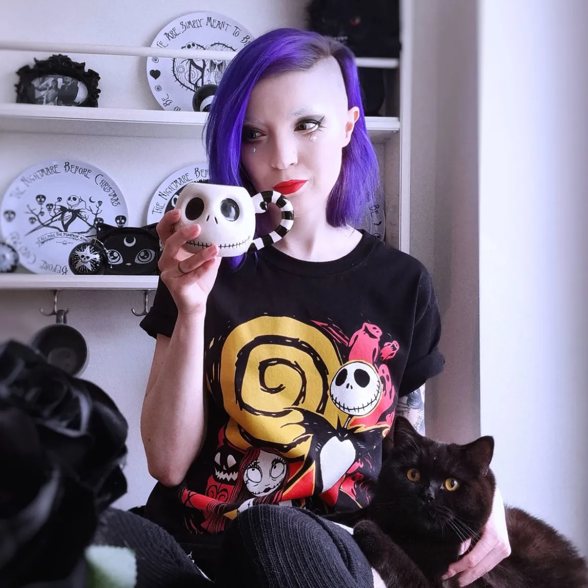 Nightmare Before Christmas - Jack & Sally T-Shirt schwarz