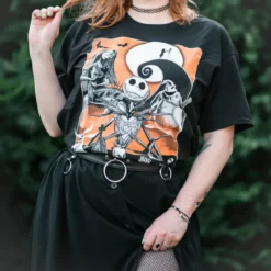 Nightmare Before Christmas - Orange Moon T-Shirt schwarz
