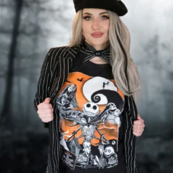 Nightmare Before Christmas - Orange Moon T-Shirt schwarz