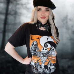 Nightmare Before Christmas - Orange Moon T-Shirt schwarz