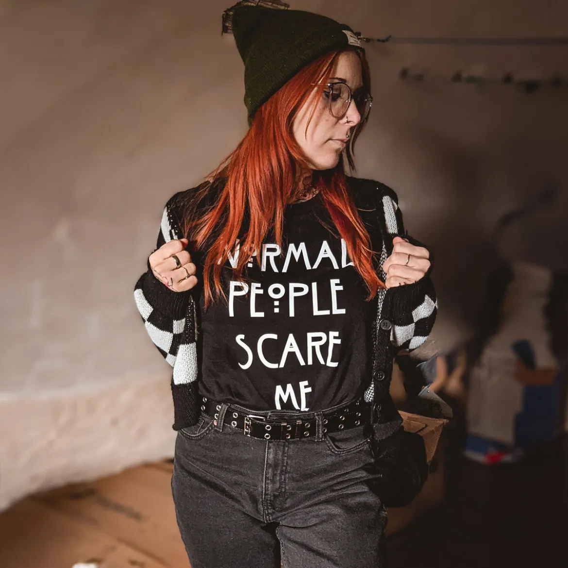 Normal People Scare Me T-Shirt für American Horror Story Fans schwarz