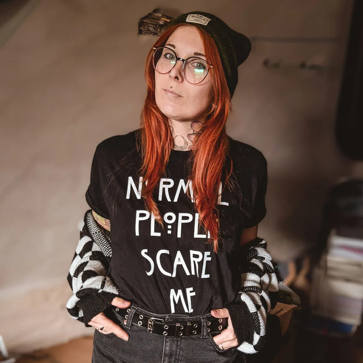 Normal People Scare Me T-Shirt für American Horror Story Fans schwarz
