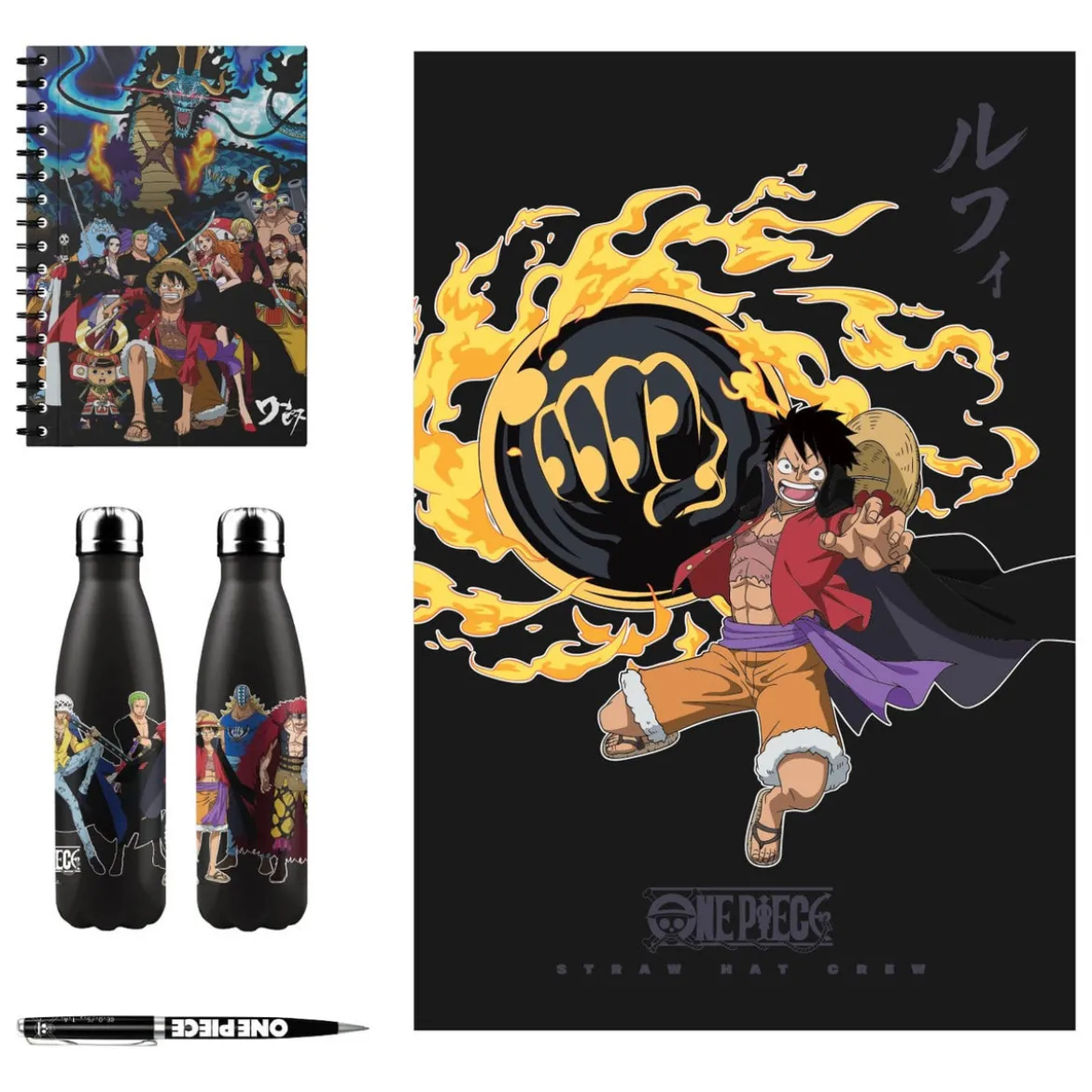 One Piece Aluminiumflasche, Notizbuch, Decke, Stift