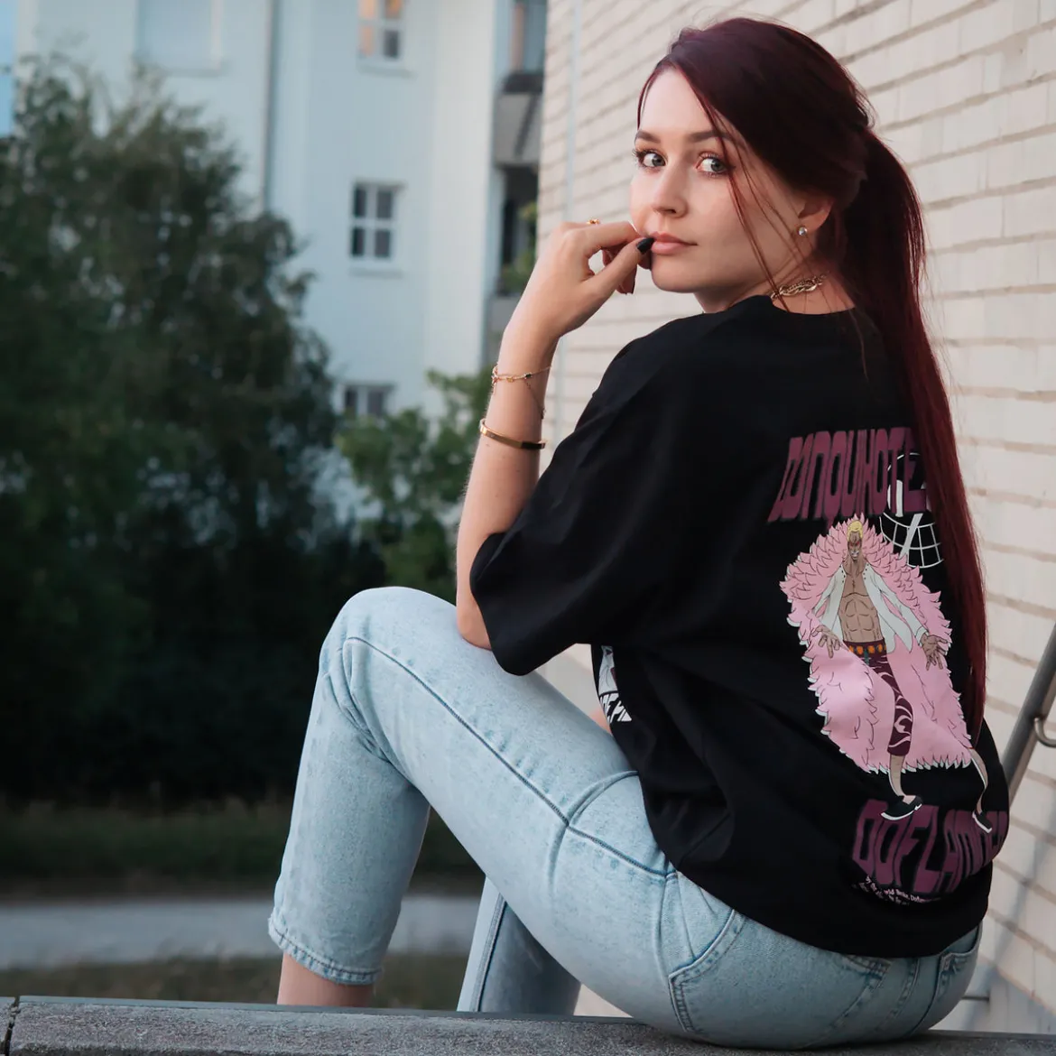 One Piece - Don Quixote Doflamingo Oversize T-Shirt schwarz