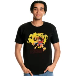 One Piece - Luffy Attacke T-Shirt schwarz